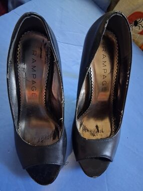 Rampage Black Peep-Toe Heels
